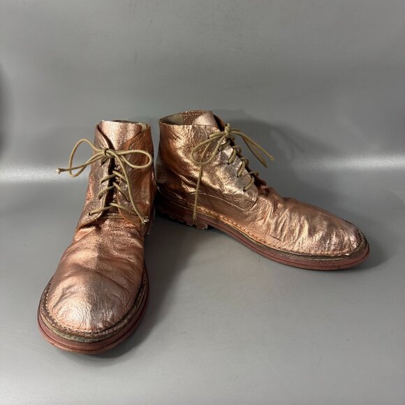 Marsèll Rose-Gold Metallic Leather Lace Up Boots, Size 41 - Picture 1 of 13